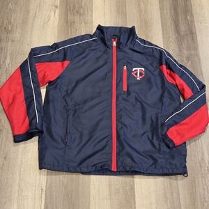 Minnesota Twins Jacket Mens Large Blue Red MLB Baseball Long Sleeve Full Zip L